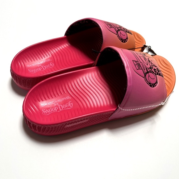 NWOB Skechers x Snoop Dogg Dr. Bombay Slide Sandals Men’s Pink Orange Monkey - Picture 4 of 9